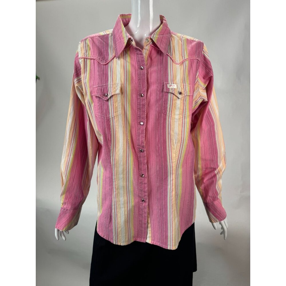 20X Womens XL Pink Multicolor Striped Western Shirt